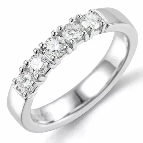 lab grown diamant ring i 14 karat hvitt gull 5 x 0,10 ct