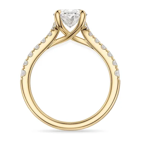 oval lab grown diamant ring i 14 karat gull 2,0 ct 0,29 ct