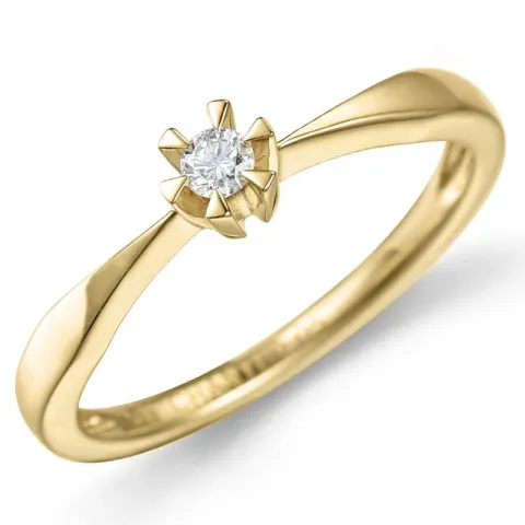lab grown diamant solitairering i 14 karat gull 0,05 ct