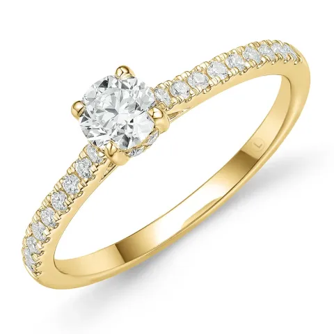 lab grown diamant ring i 14 karat gull 0,40 ct 0,22 ct