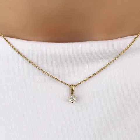 0,10 ct lab grown diamant anheng i 14 karat gull 0,10 ct