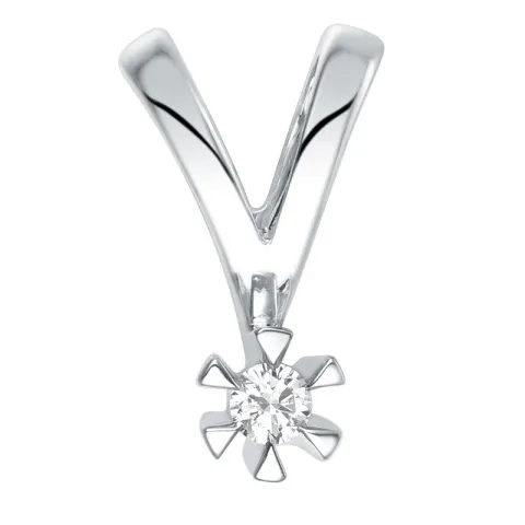 0,05 ct lab grown diamant anheng i 14 karat hvitt gull 0,05 ct