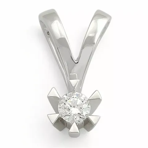 0,10 ct lab grown diamant anheng i 14 karat hvitt gull 0,10 ct