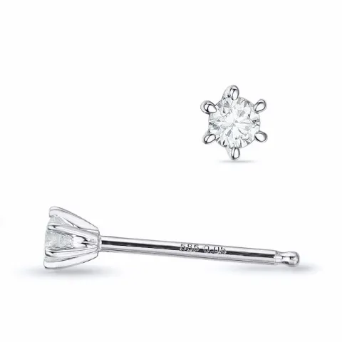2 x 0,05 ct lab grown diamant solitaireørepynt i 14 karat hvitt gull med lab grown diamant 