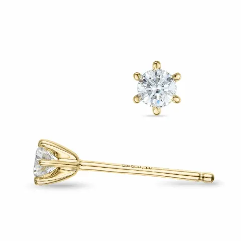 2 x 0,10 ct lab grown diamant solitaireørepynt i 14 karat gull med lab grown diamant 