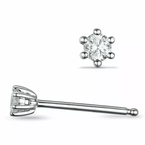 2 x 0,10 ct lab grown diamant solitaireørepynt i 14 karat hvitt gull med lab grown diamant 