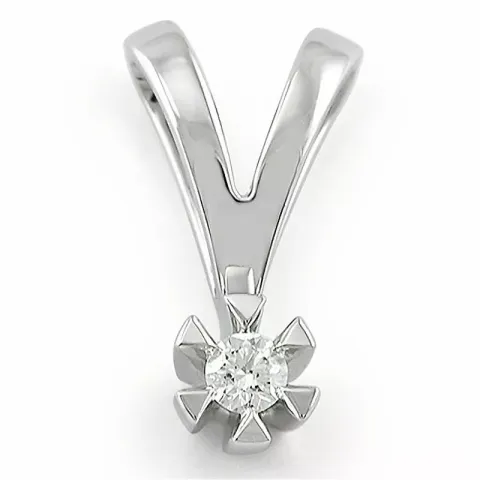 0,05 ct lab grown diamant anheng i 14 karat hvitt gull 0,05 ct