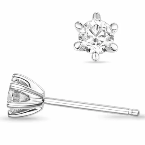 2 x 0,40 ct lab grown diamant solitaireørepynt i 14 karat hvitt gull med lab grown diamant 