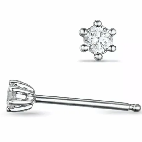 2 x 0,20 ct lab grown diamant solitaireørepynt i 14 karat hvitt gull med lab grown diamant 