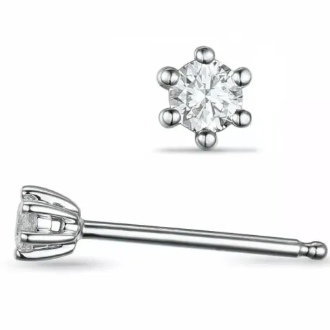 2 x 0,30 ct lab grown diamant solitaireørepynt i 14 karat hvitt gull med lab grown diamant 