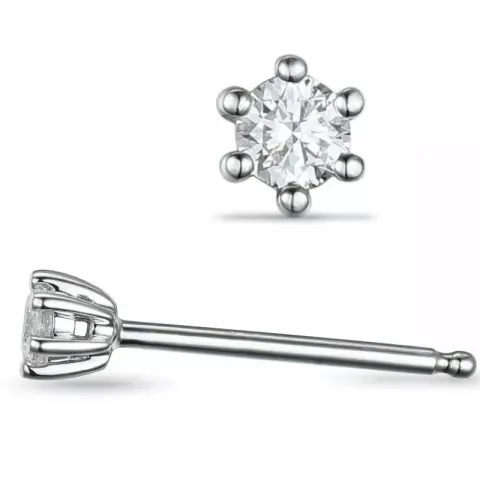 2 x 0,40 ct lab grown diamant solitaireørepynt i 14 karat hvitt gull med lab grown diamant 