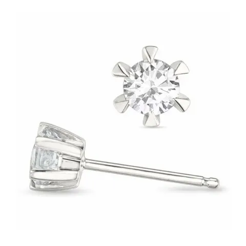 2 x 0,10 ct lab grown diamant solitaireørepynt i 14 karat hvitt gull med lab grown diamant 