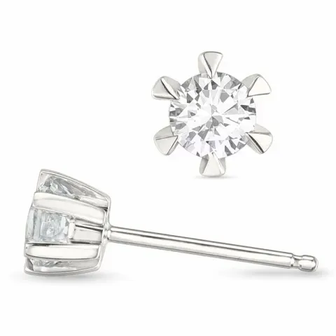 2 x 0,20 ct lab grown diamant solitaireørepynt i 14 karat hvitt gull med lab grown diamant 