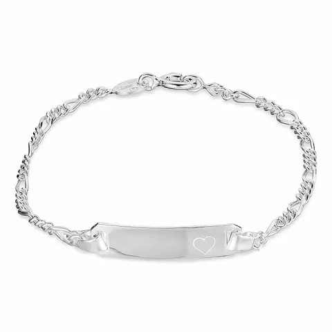 hjerte barnearmbånd i sølv
