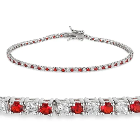 rød zirkon tennisarmbånd i sølv x 2,4 mm