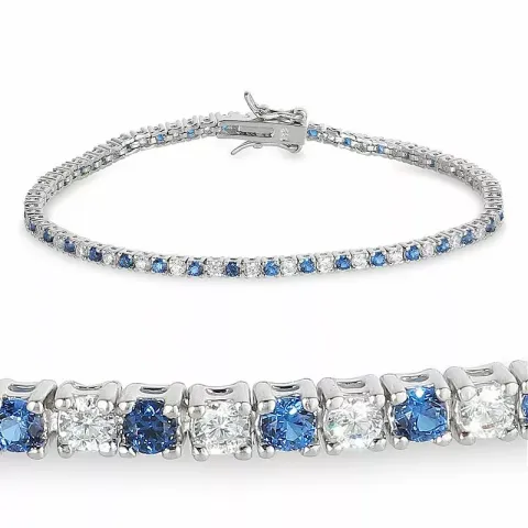 blå zirkon tennisarmbånd i sølv x 2,4 mm