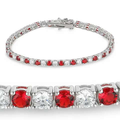 rød zirkon tennisarmbånd i sølv x 3,1 mm