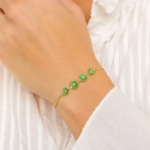 margeritt mørkegrønn armbånd i forgylt sølv
