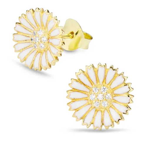 11,5 mm margeritt øredobber i forgylt sølv