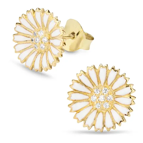 11,5 mm margeritt øredobber i forgylt sølv - Marie