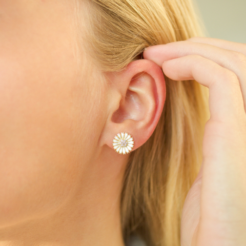 11,5 mm margeritt øredobber i forgylt sølv - Marie