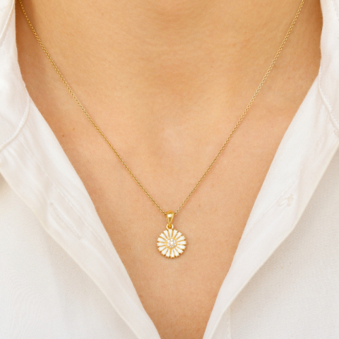 margeritt zirkon anheng i forgylt sølv - Marie