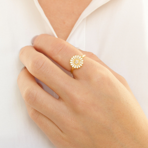 margeritt zirkon ring i forgylt sølv - Marie
