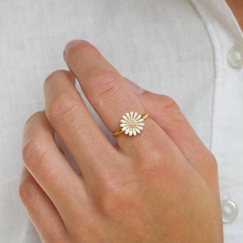 11 mm margeritt ring i forgylt sølv - Matilda