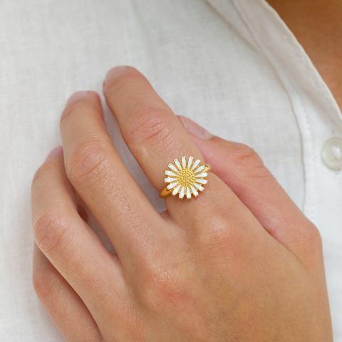 14 mm margeritt ring i forgylt sølv