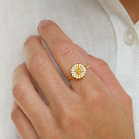 12 mm margeritt ring i forgylt sølv - Marie