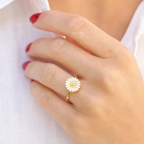 12 mm margeritt ring i forgylt sølv - Marie