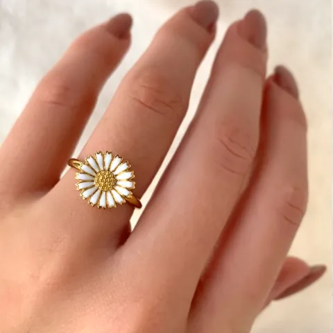 12 mm margeritt ring i forgylt sølv - Marie
