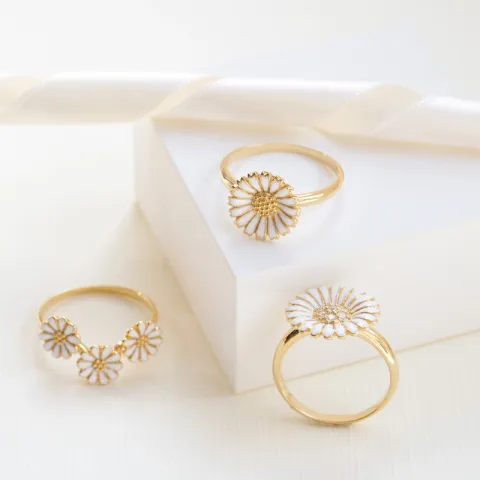 12 mm margeritt ring i forgylt sølv - Marie