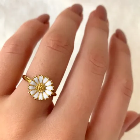 12 mm margeritt ring i forgylt sølv - Marie