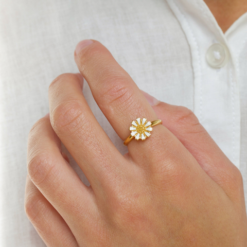 10 mm margeritt ring i forgylt sølv