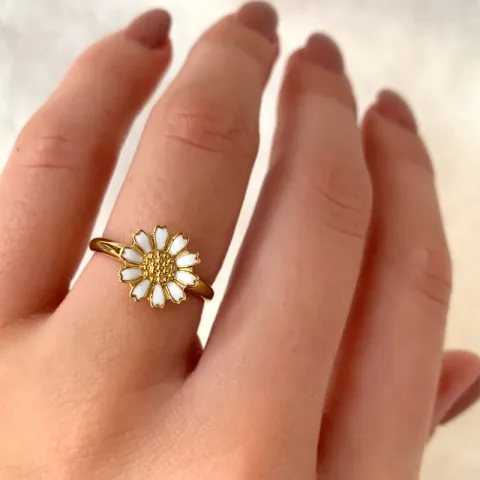 10 mm margeritt ring i forgylt sølv