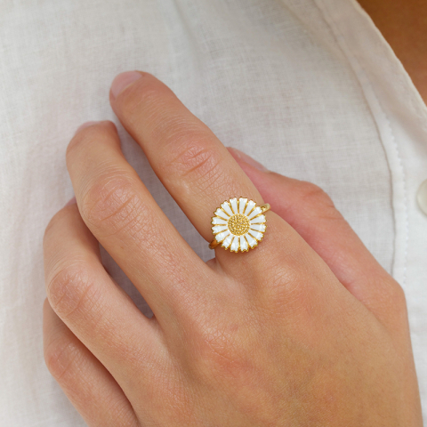 15 mm margeritt ring i forgylt sølv - Marie