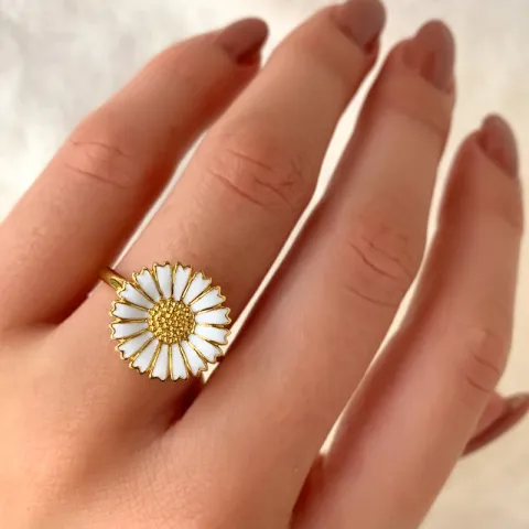 15 mm margeritt ring i forgylt sølv - Marie