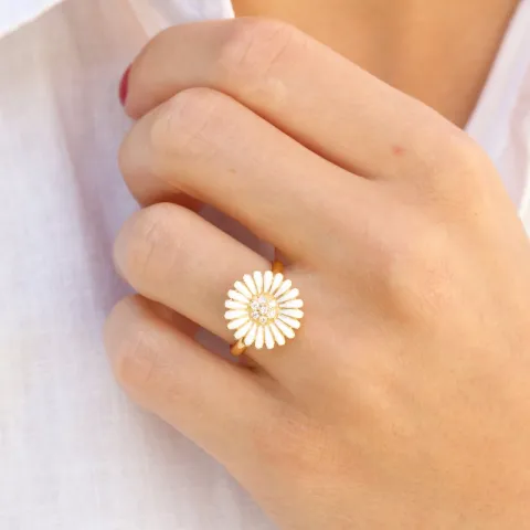 14 mm margeritt ring i forgylt sølv - Matilda