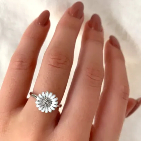 11 mm margeritt zirkon ring i sølv