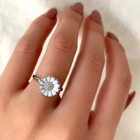 12 mm margeritt ring i rodinert sølv - Marie