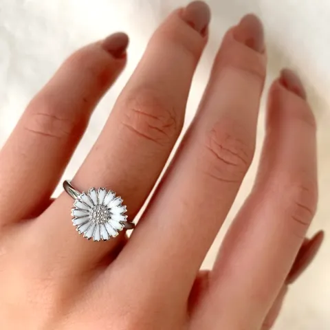 12 mm margeritt ring i rodinert sølv - Marie