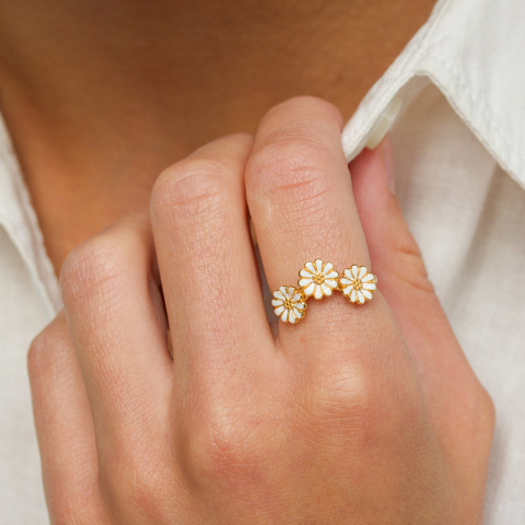 7 mm margeritt ring i forgylt sølv - Maggie