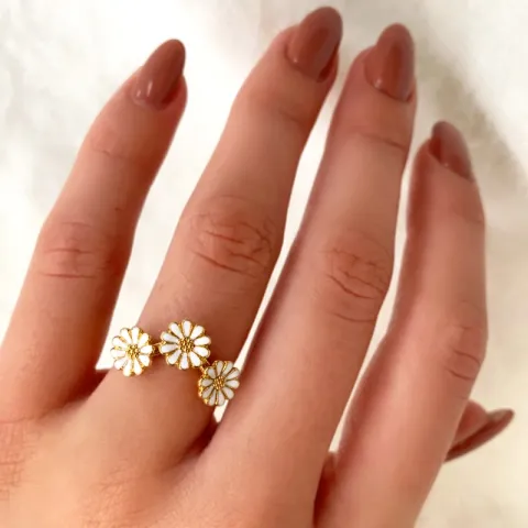 7 mm margeritt ring i forgylt sølv - Maggie