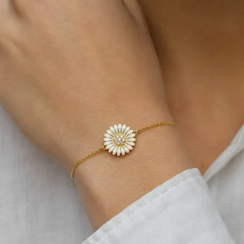 14 mm margeritt zirkon armbånd i forgylt sølv - Matilda