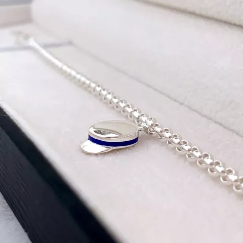 blå armbånd i sølv med russelueanheng i sølv