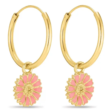 18 mm margeritt rosa creol i forgylt sølv - Marie