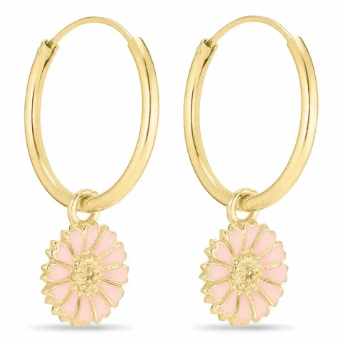 18 mm margeritt rosa creol i forgylt sølv - Marie