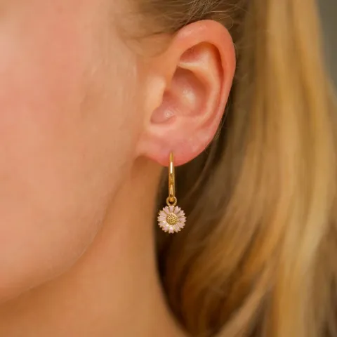 18 mm margeritt rosa creol i forgylt sølv - Marie