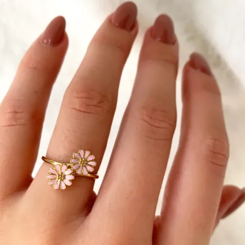 margeritt rosa ring i forgylt sølv - Maggie
